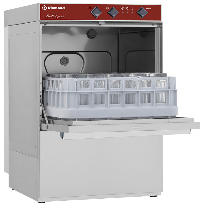 Lave-verres panier 400x400 mm + pompe vidange et doseur détergent liquide.