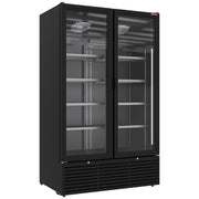 Vitrine ventilée positive 1142 litres, 2 portes battantes - NOIRE