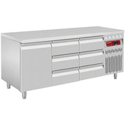 Table frigorifique ventilée, 3 portes GN 1/1, 405 Lit.+ 2x Kit bloc 3 tiroirs (1/3+1/3+1/3 h100mm), pour DT...