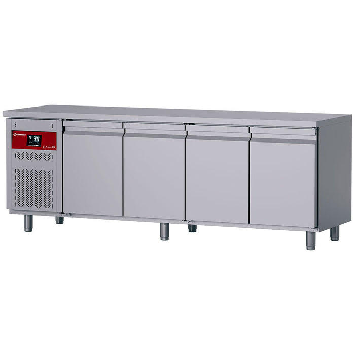 Table frigorifique ventilée, 4 portes GN 1/1, 550 Lit. groupe a gauche