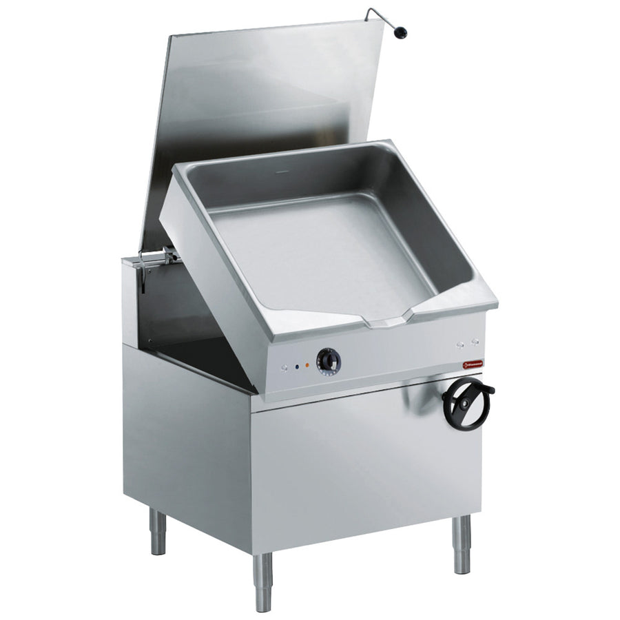 Sauteuse électrique basculante autom., cuve en "Duomat" 80 L., sur meuble