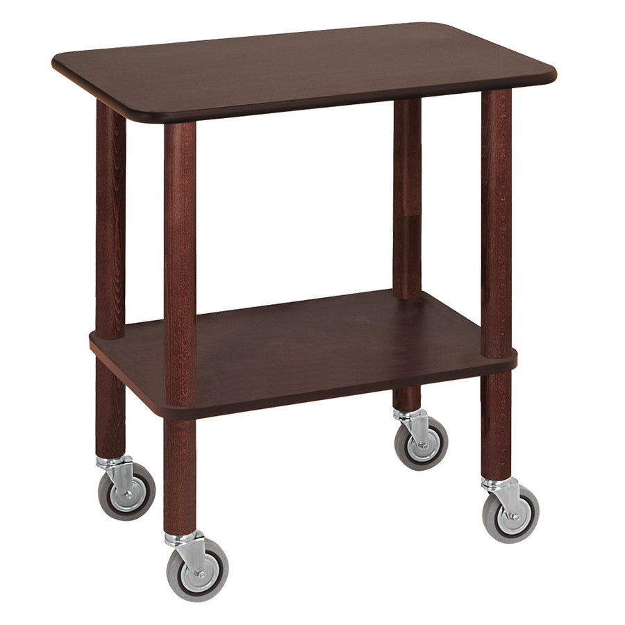 Chariot guéridon, pieds en bois, 2 niveaux "wengé"