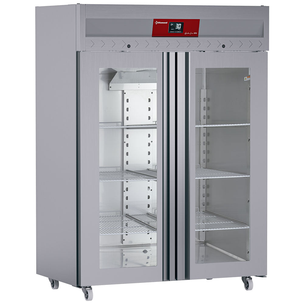 Armoire frigorifique ventilée 1400 Lit. 2 portes vitrées (GN 2/1),  sur roues