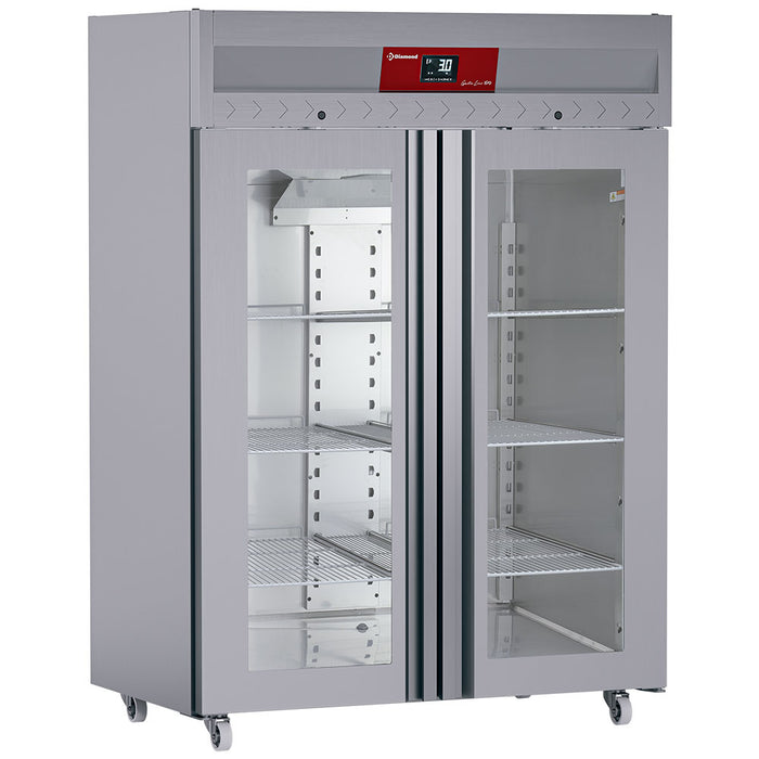 Armoire frigorifique ventilée 1400 Lit. 2 portes vitrées (GN 2/1),  sur roues