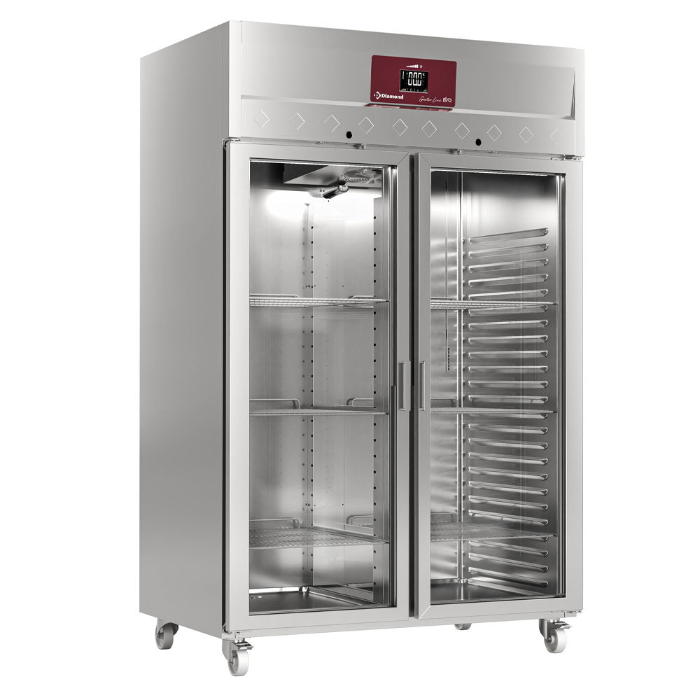Armoire de congélation ventilée 1400 Lit. 2 portes vitrées GN 2/1,  sur roues