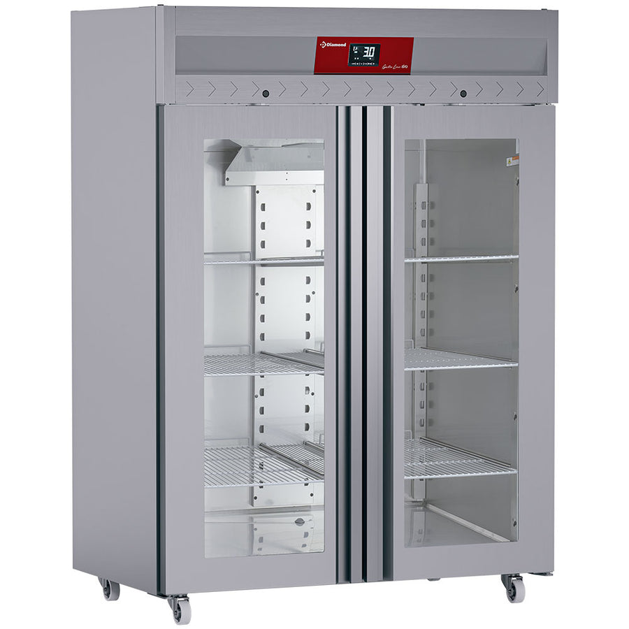 Armoire de congélation ventilée 1400 Lit. 2 portes vitrées GN 2/1,  sur roues