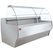 Comptoir vitrine réfrigéré à vitre bombée, ventilé, avec réserve - GRIS/BLANC