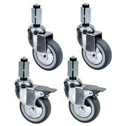 Kit de 4 roues chromées Ø 100 (2 avec freins) pour tables