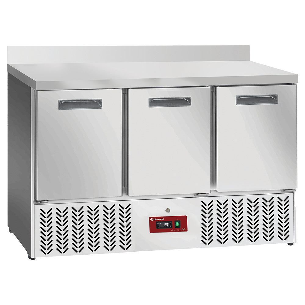 Table frigorifique , 3 portes GN 1/1, avec dosseret