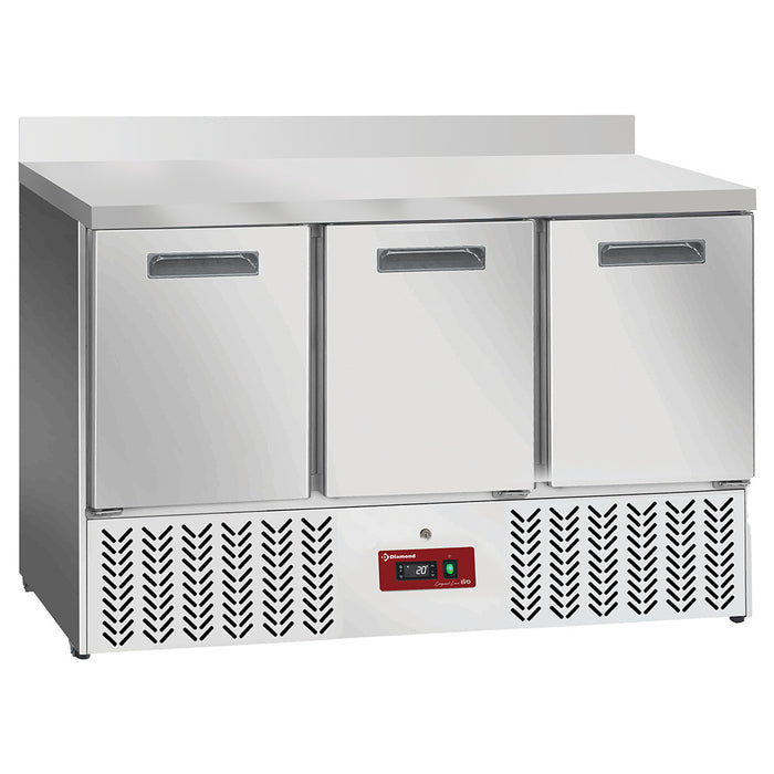 Table frigorifique , 3 portes GN 1/1, avec dosseret