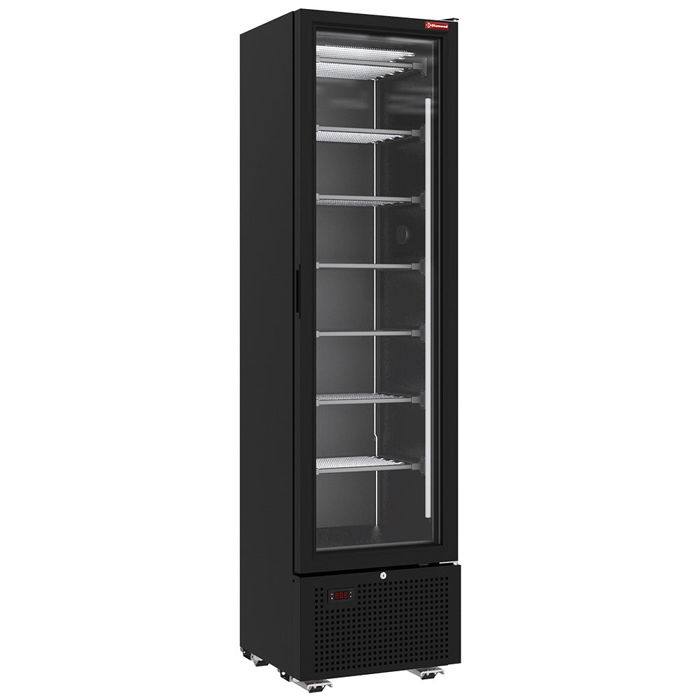 Vitrine ventilée négative vitrée 221 litres - 7 niveaux fixes - NOIRE