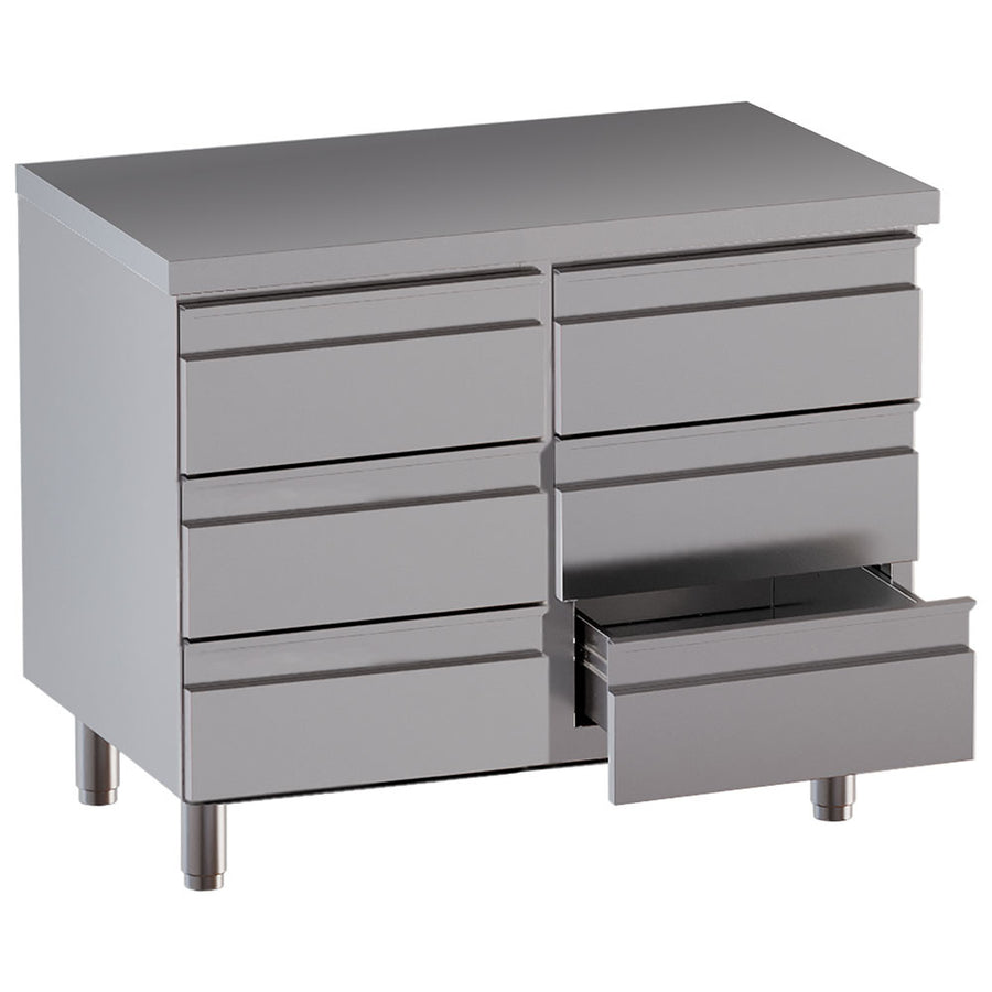 Table sur armoire avec 6 tiroirs