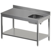 Table de "Chef" avec tablette inférieure, cuve droite + dosseret arrière