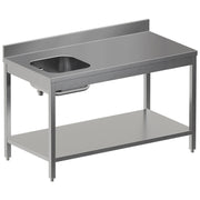 Table de "Chef" avec tablette inférieure, cuve gauche + dosseret arrière