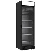 Vitrine ventilée positive 382 litres NOIRE avec caisson lumineux