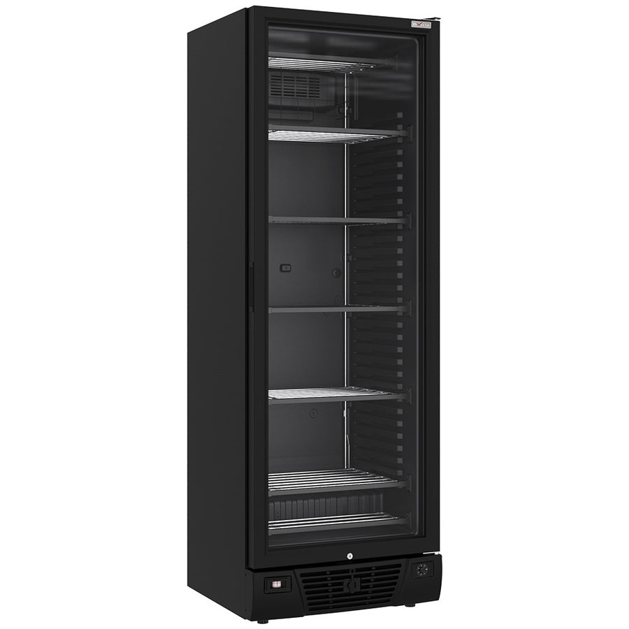 Vitrine ventilée négative vitrée 382 litres - 5 niveaux fixes - NOIRE