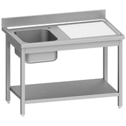 Plonge inox ECO 1 cuve égouttoir droite, avec tablette inférieure