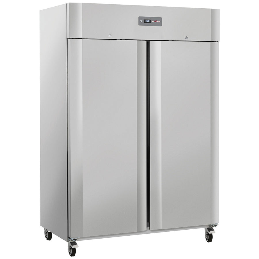 Armoire frigorifique ventilée Diverso de 1200L, 2 portes GN 2/1, sur roues avec freins, conçue pour la conservation froide.