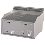 Plaque de cuisson double, 1/2 lisse 1/2 rainurée, gaz, -Top-