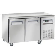 Table de congélation, ventilé, 2 portes GN 1/1, sur roues, 2 avec freins
