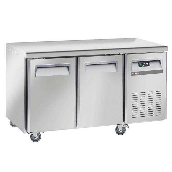 Table de congélation, ventilé, 2 portes GN 1/1, sur roues, 2 avec freins