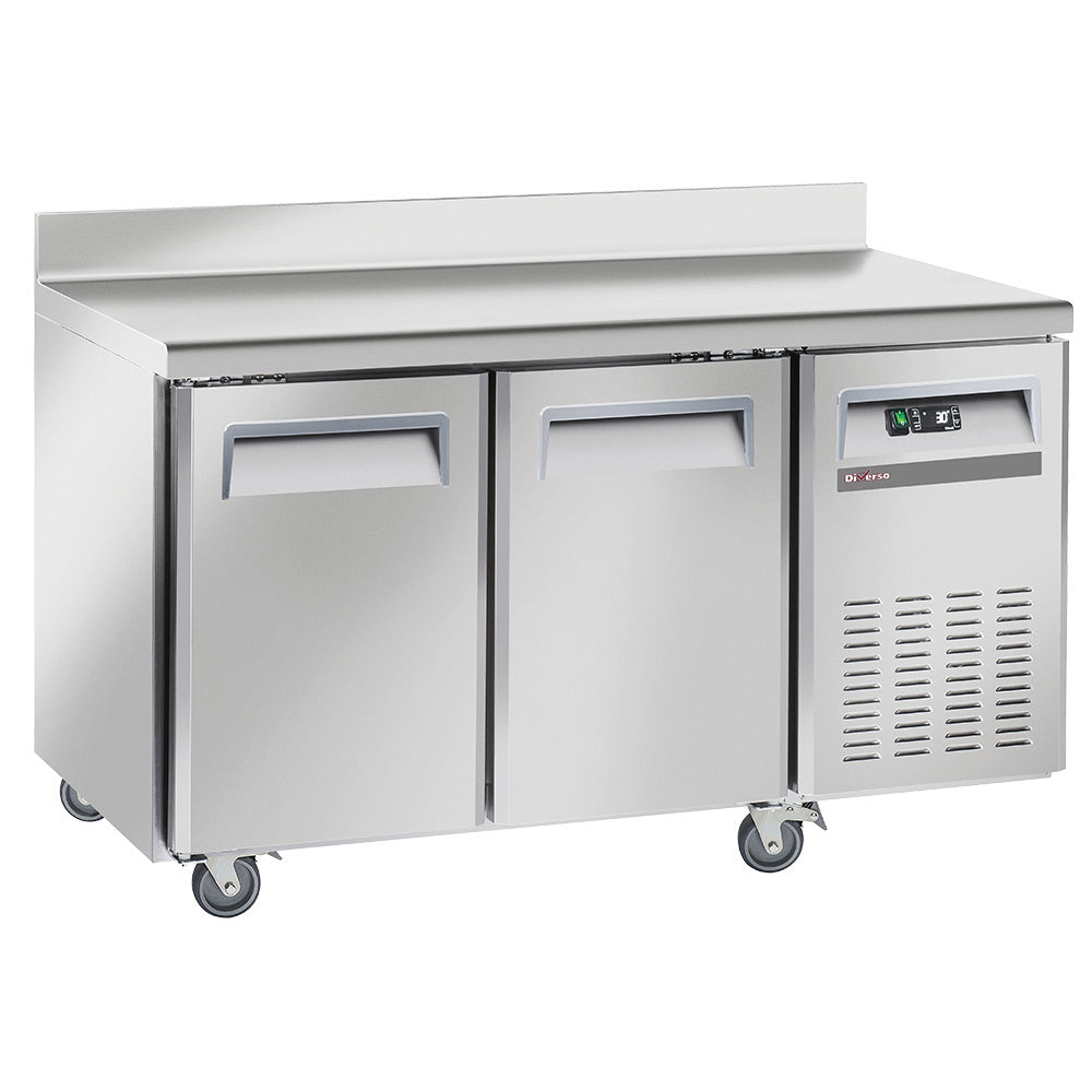 Table de congélation, ventilé, 2 portes GN 1/1, avec dosseret, sur roues, 2 avec