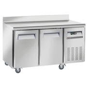 Table de congélation, ventilé, 2 portes GN 1/1, avec dosseret, sur roues, 2 avec