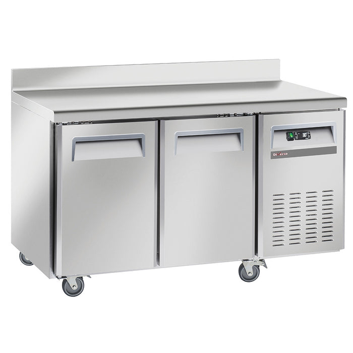 Table de congélation, ventilé, 2 portes GN 1/1, avec dosseret, sur roues, 2 avec