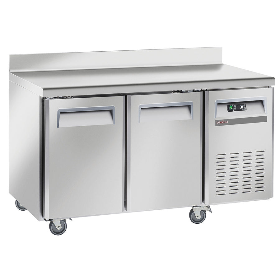 Table de congélation, ventilé, 2 portes GN 1/1, avec dosseret, sur roues, 2 avec