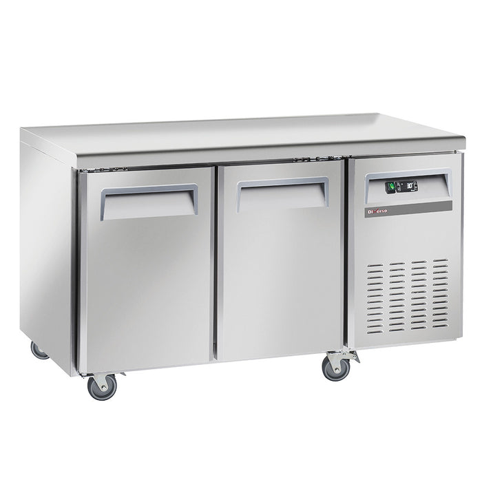 Table frigorifique, ventilé, 2 portes GN 1/1, sur roues, 2 avec freins