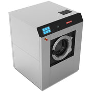 Lave-linge industriel Diamond avec super essorage de 32 kg en inox, affichant le tambour et le panneau de contrôle.