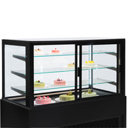 Comptoir vitrine panoramique ventilé Diamond, réfrigéré, 4 niveaux, sans réserve, noir, pour exposition alimentaire.