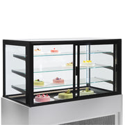 Comptoir vitrine panoramique, ventilé, 4 niveaux, sans réserve - GRIS