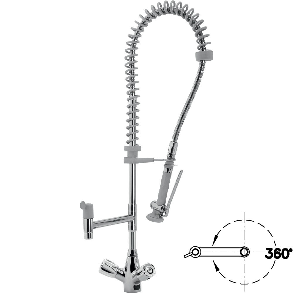 Douchette acier inox et robinet avec groupe mélangeur "Heavy-Duty" (Sortie MONO)