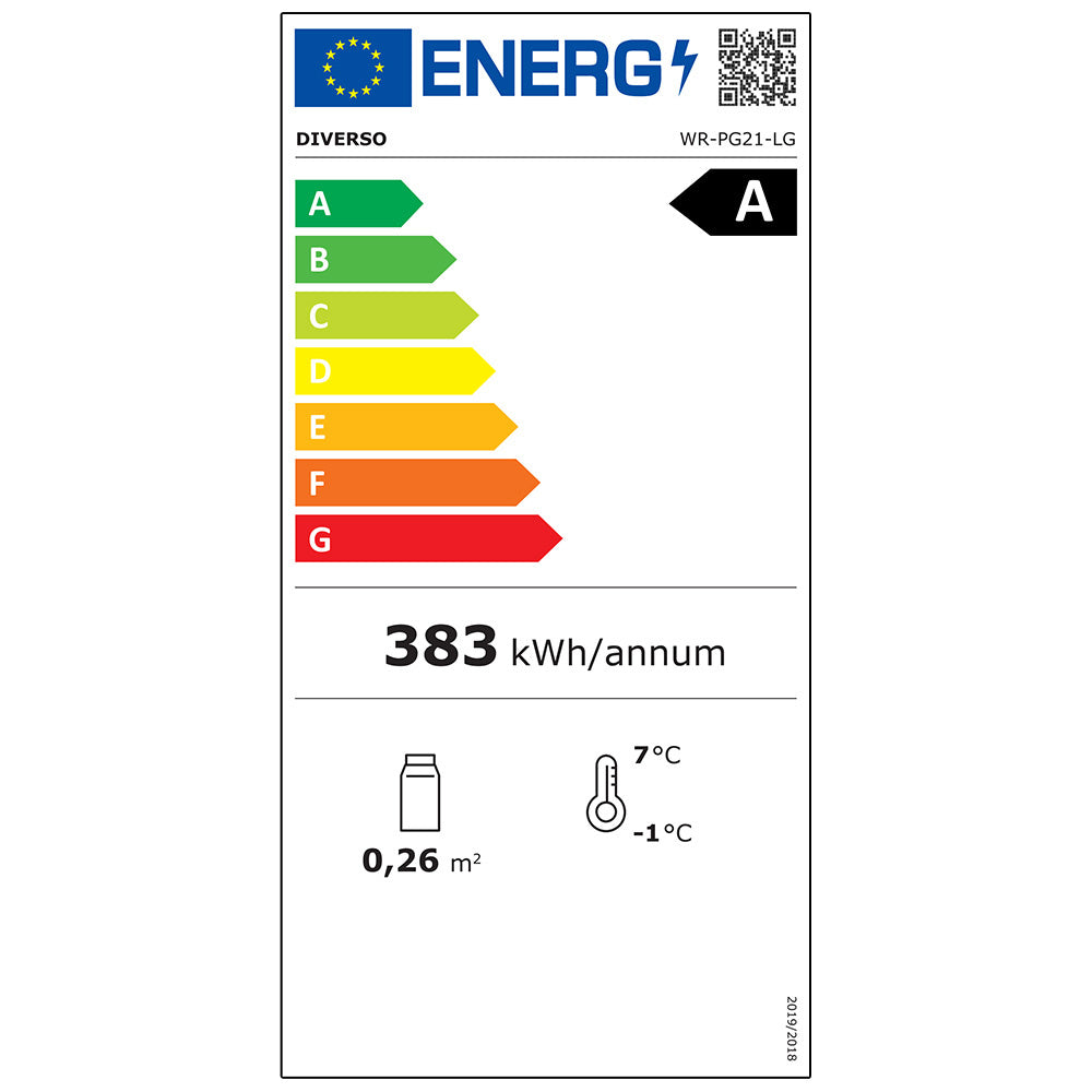 Frigo ventilé, porte vitrée, 200 Litres - blanc