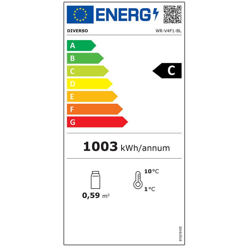 Vitrine de table ventilée Diverso noire avec 4 faces vitrées et 4 niveaux, capacité de 80 litres, vitrine panoramique.