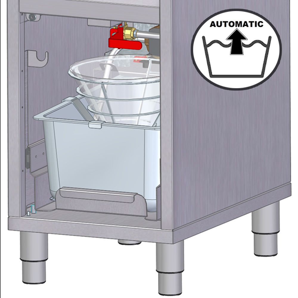Friteuse électrique avec système de filtration, 1 cuve 16 lit., sur meuble