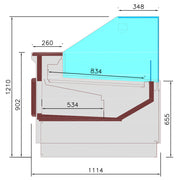 Comptoir ventilé, avec réserve, vitre verticale 90° avec relevage à piston - FULL BLACK