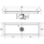 Caniveau de sol inox 900x300, sortie horizontale