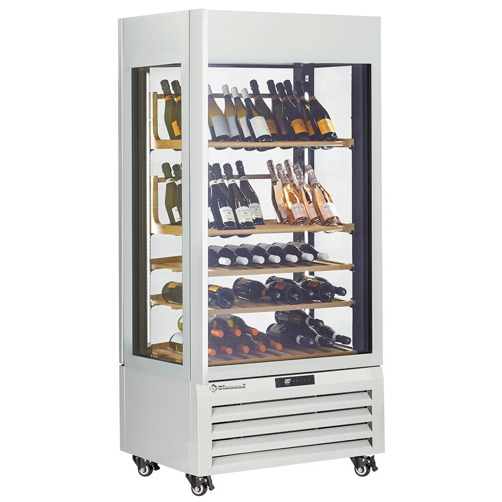 Vitrine "FULL vitrée" 600 Lt., 1 niveau + 4 étagères, ventilée - WINE - BLANC
