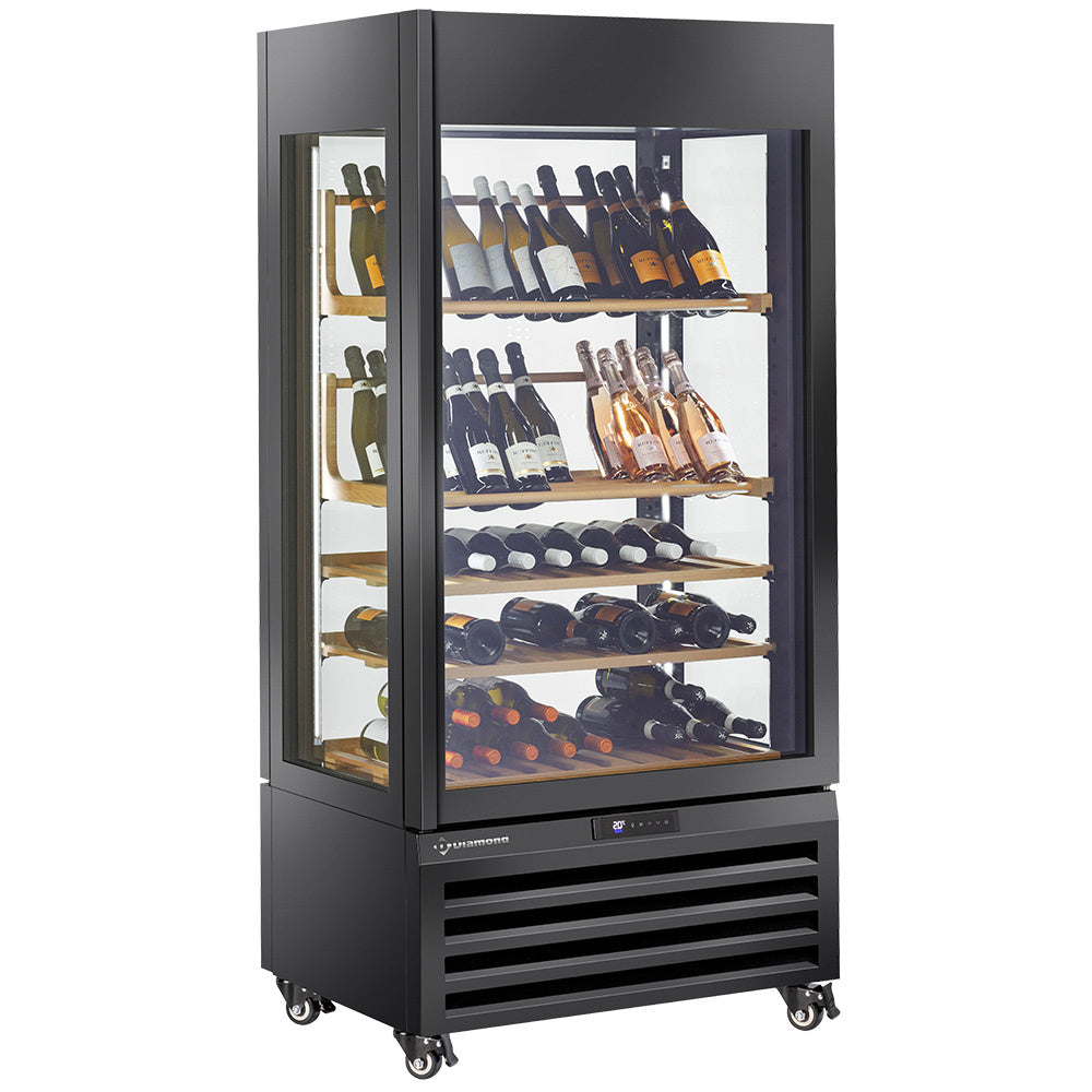 Vitrine "FULL vitrée" 600 Lt., 1 niveau + 4 étagères, ventilée - WINE - NOIR