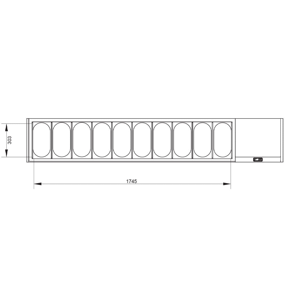 Structure réfrigérée GN 10x1/3, avec couvercle