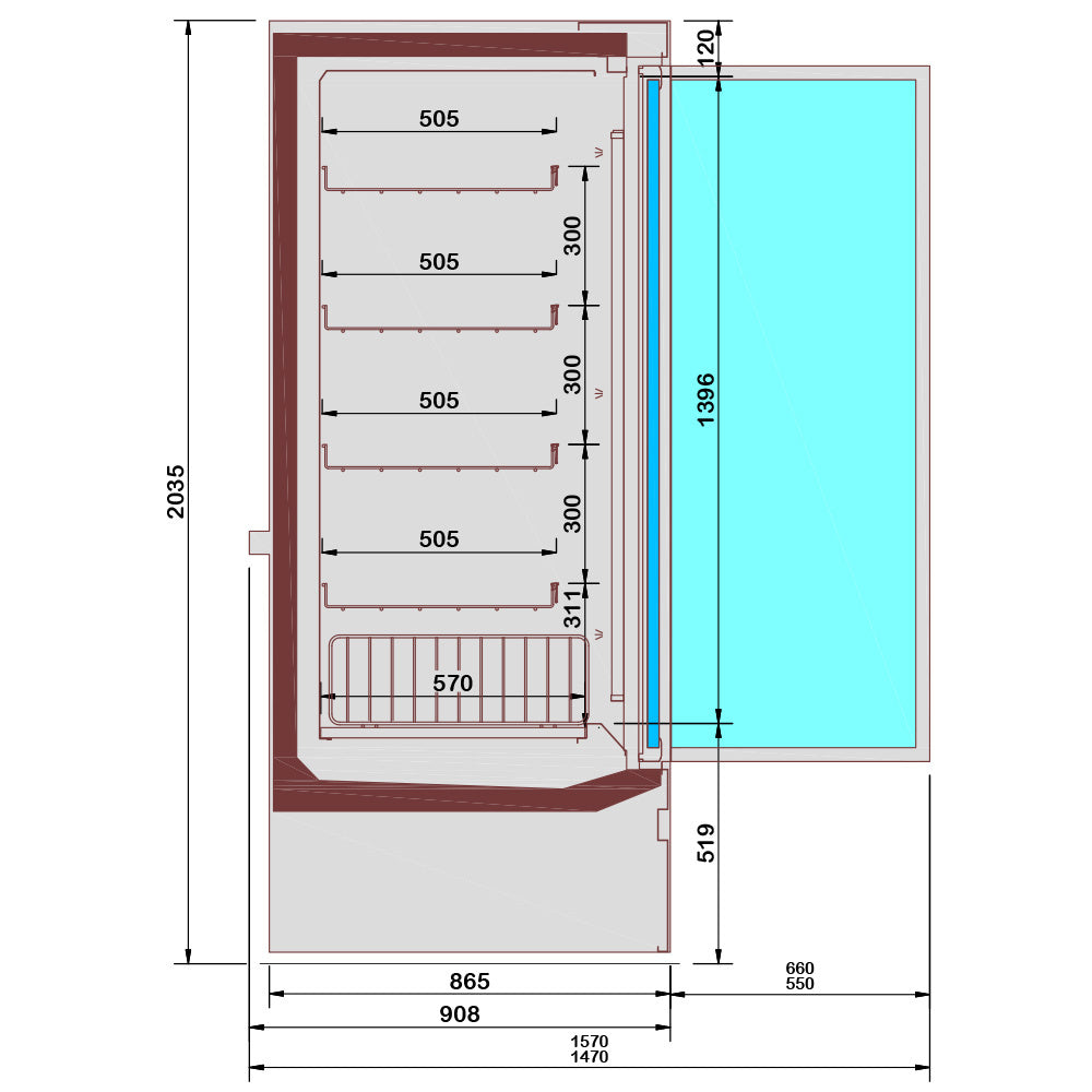 Meuble mural congélation, libre-service, portes battantes - FULL BLACK
