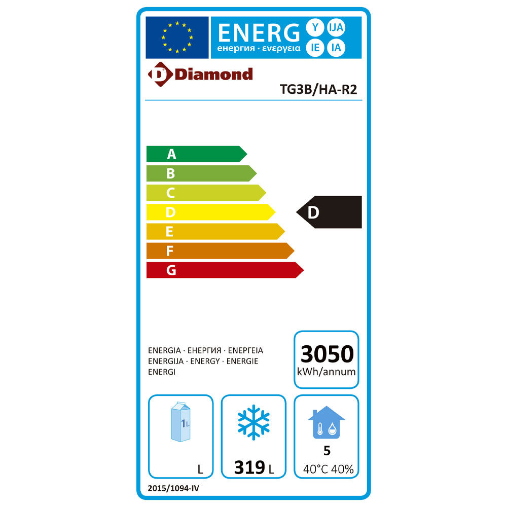 Table de congélation "murale", ventilée, 3 portes GN 1/1, 405 litres