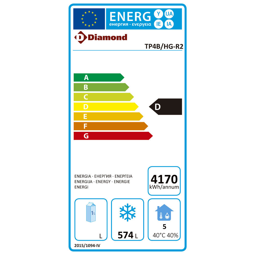 Table de congélation ventilée Diamond 4 portes en acier avec top en granit, dimensions 600x400, pour stockage efficace
