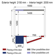 Chambre ISO 60 Diverso avec groupe, dimensions 1430 x 1230 x 2030 mm, isolation de 60 mm, détail de l'image