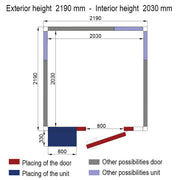 Isolation chambre ISO 80 Diverso avec groupe, dimensions 2030x2030x2030mm, panneau d'isolation thermique.