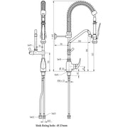 Douchette acier inox et robinet avec groupe mitigeur monocommande (Sortie MONO)
