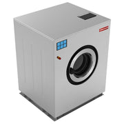Lave-linge à sceller Diamond inox 30 kg avec écran tactile, conçu pour sceller au sol, vue de face avec porte en inox.