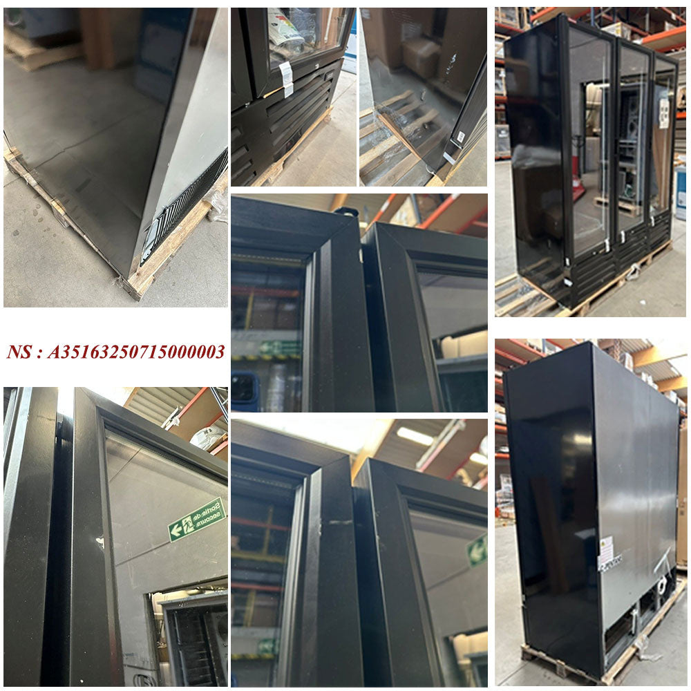 Vitrine ventilée positive 1455 litres, 3 portes battantes - NOIRE